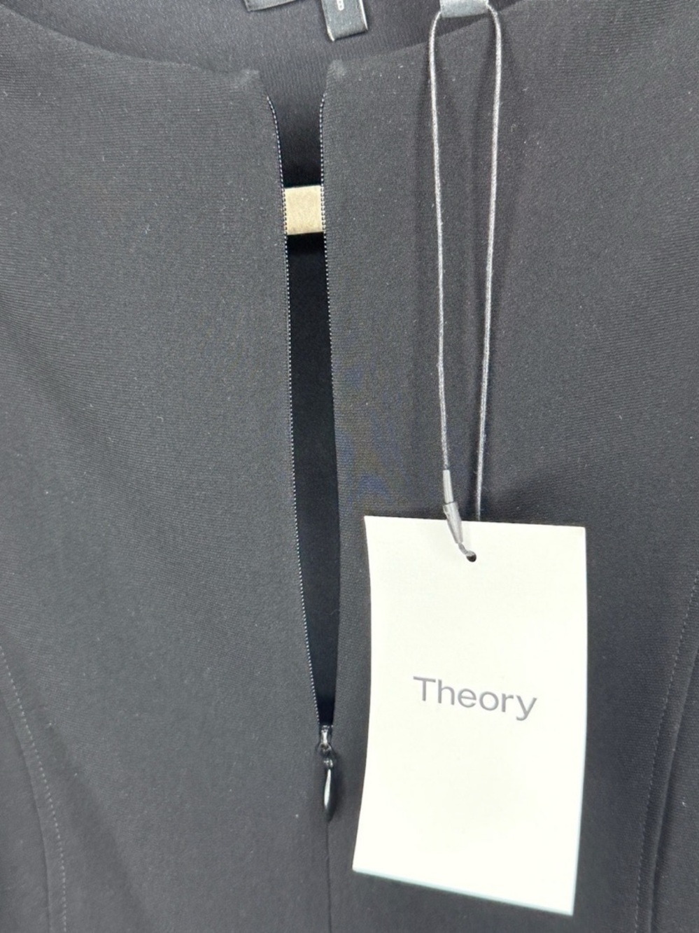 Theory Admiral Crepe Front Zip Black Shift Dress Front Pockets Sz 8 | NWT - Picture 5 of 6
